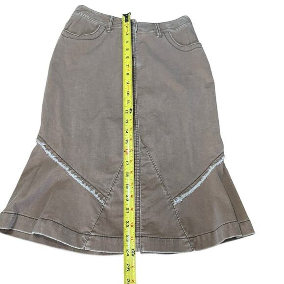 Anthropologie Louie Boho fringe skirt Tan corduroy flounce ruffle skirt 0 - Picture 7 of 7